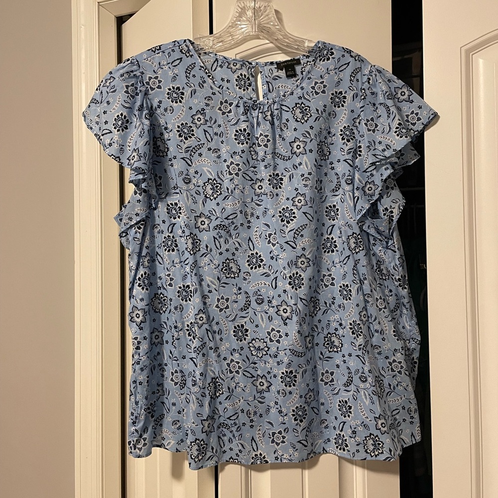 Ann Taylor Paisley Short Sleeve Blouse